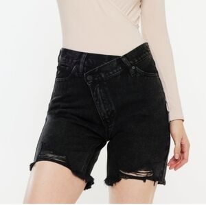 KanCan Black Distressed Denim Shorts